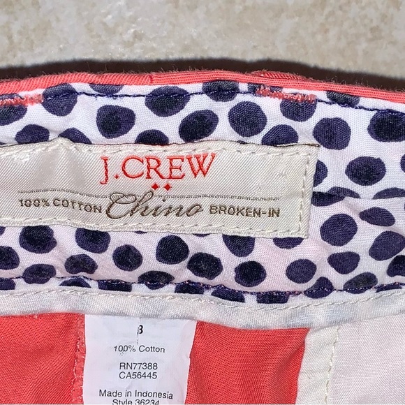 J. CREW Size 8 Chino orange cotton 3in shorts women’s size 8 - Picture 3 of 10